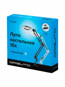 Лампа настольная с лупой и подсветкой для работы 10х Орбита OT-INL90 Черная